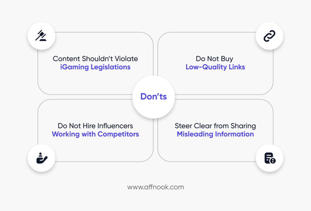 iGaming content marketing don'ts