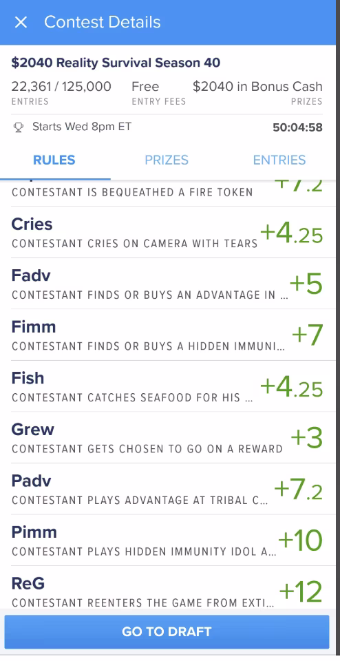 example of Reality show betting