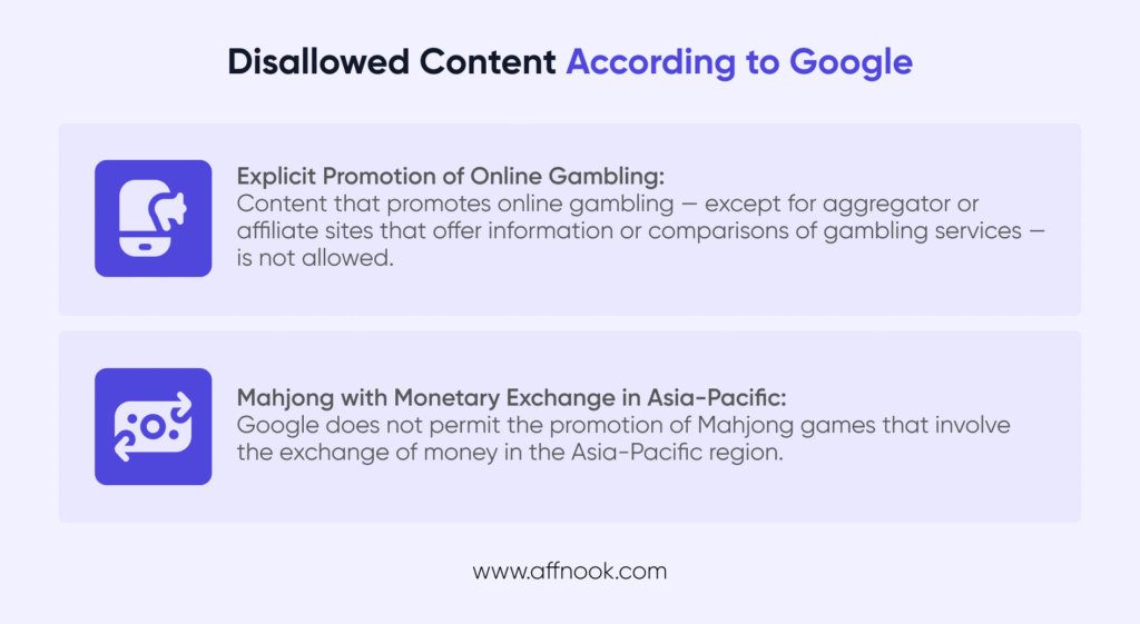 What's not allowed when you're running online gambling Google ads