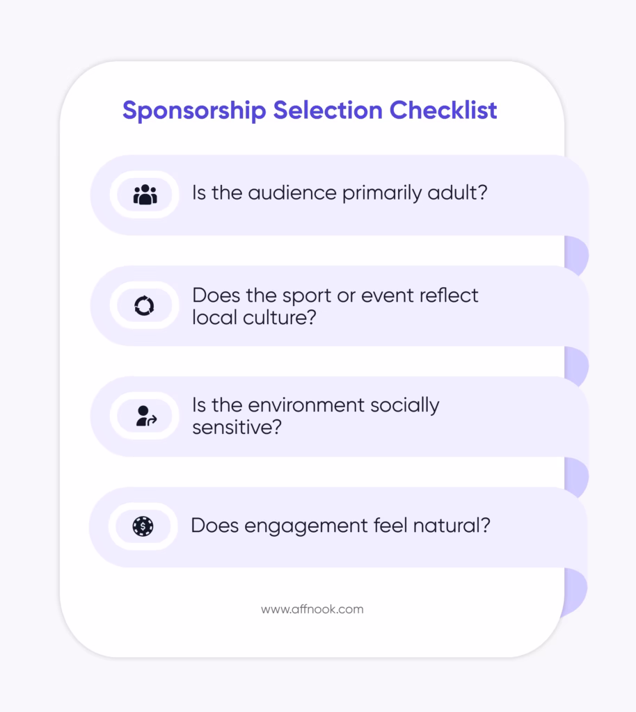 Leveraging Local Sponsorships for Trustable iGaming Branding in Australia and New Zealand 8 Sponsorship selection checklist for iGaming branding