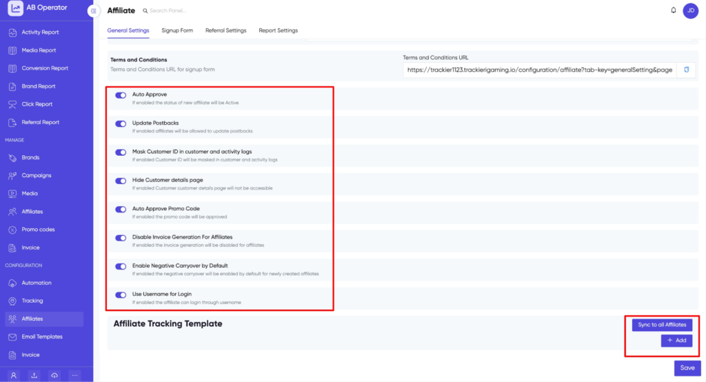 Affiliate Setup in Affnook: How to Configure Affiliate Partner Settings 10 Affilate Setup Dashboard